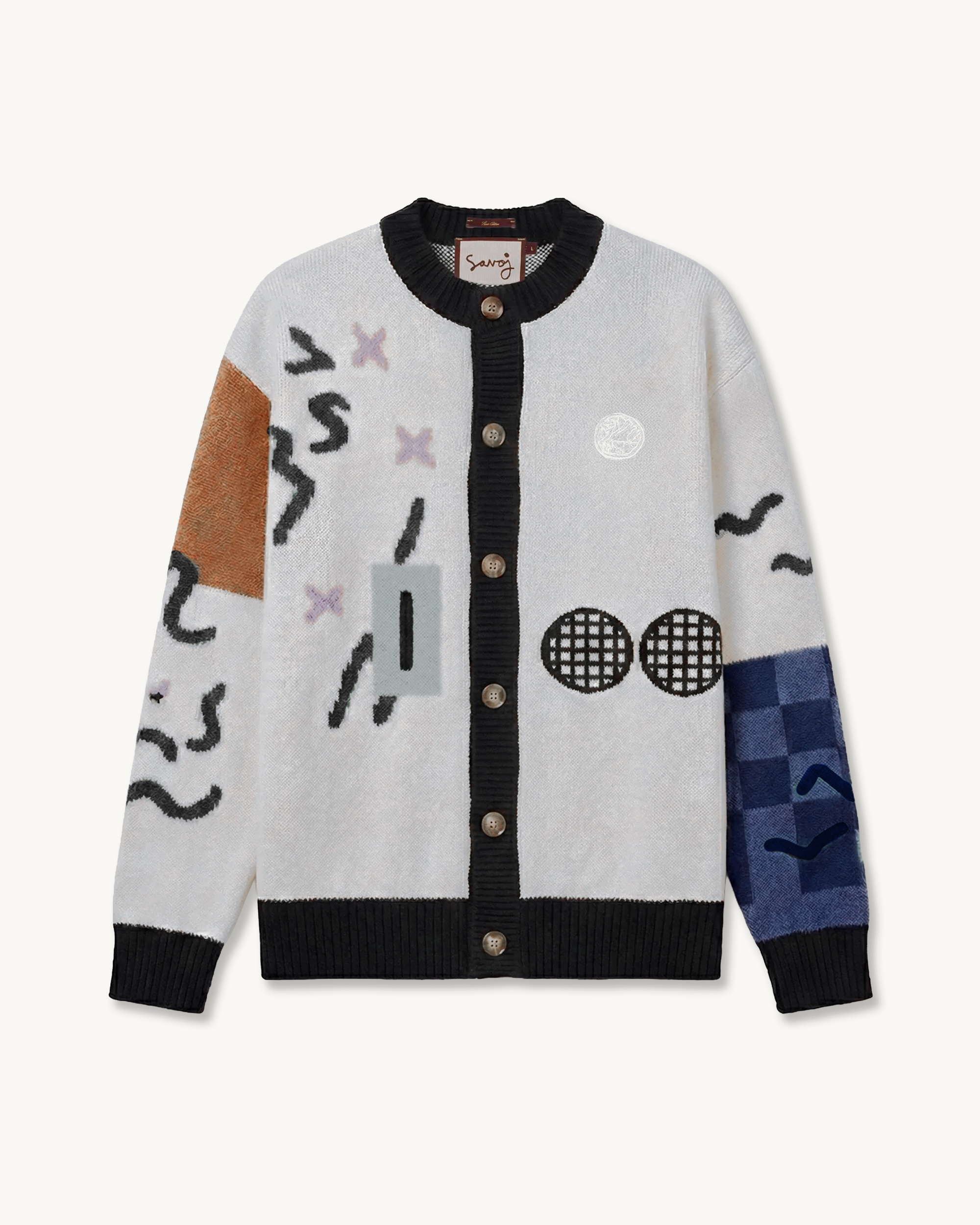 House of Savoj ”SAVOJ FIRST” Intarsia Cardigan - Multi Colour