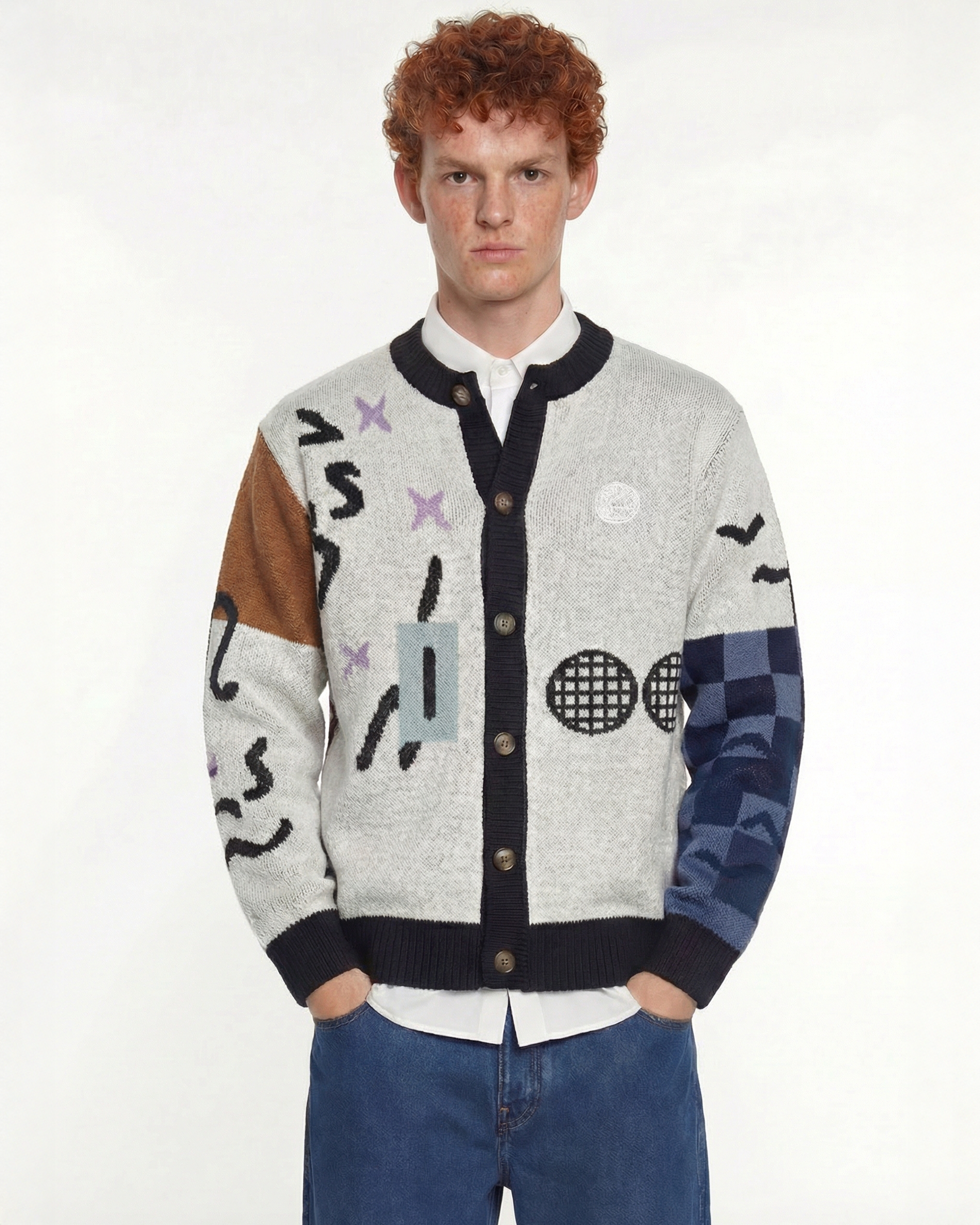 House of Savoj ”SAVOJ FIRST” Intarsia Cardigan - Multi Colour