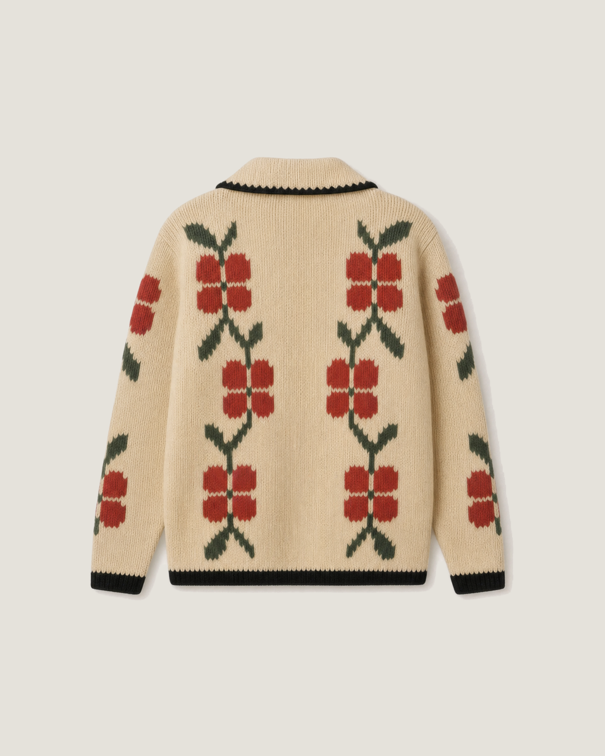 House of Savoj Knitted Lama-Wool Garden Intarsia Cardigan - Multi Colour