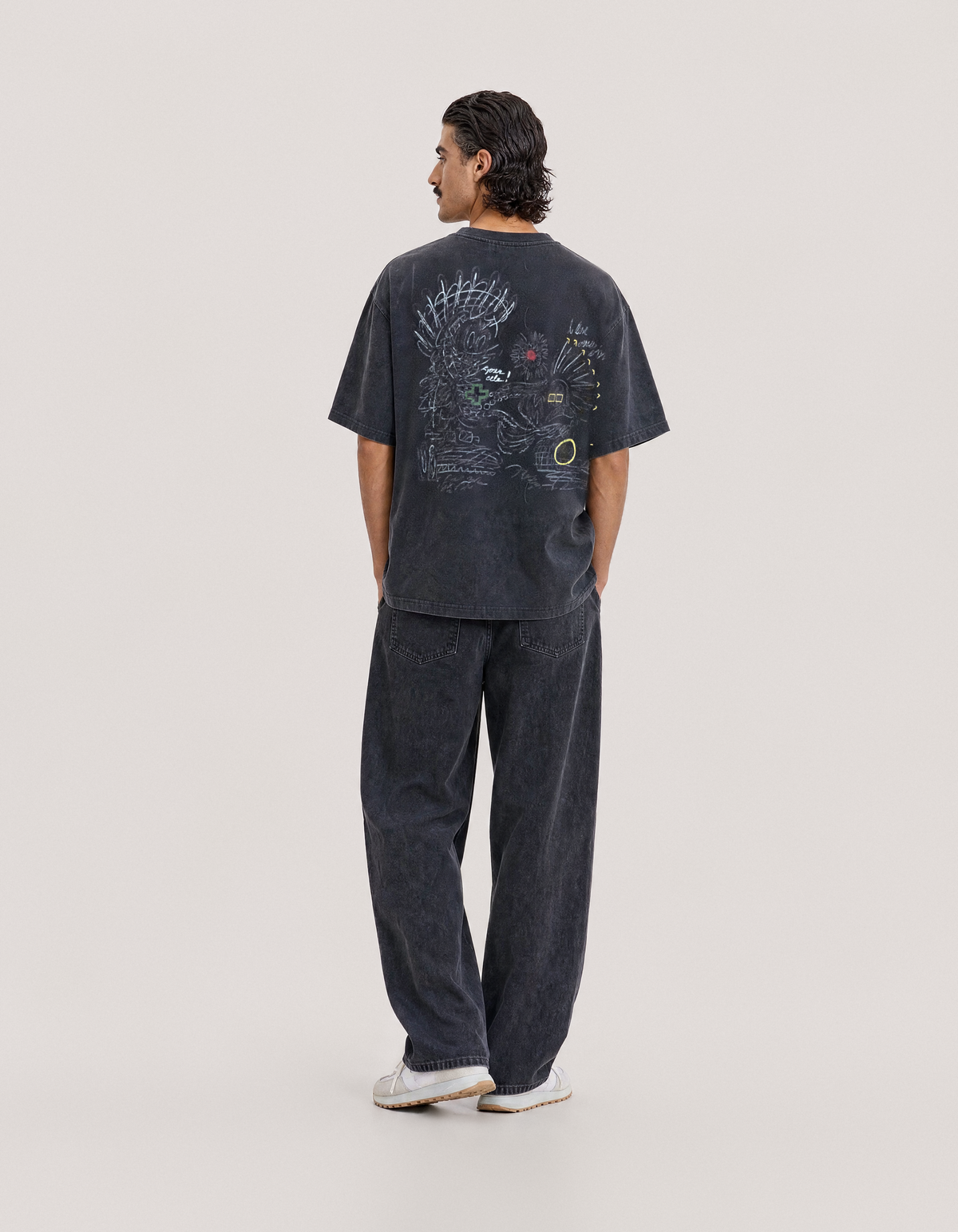 Dessin Libre Oversized Tee - Washed Black
