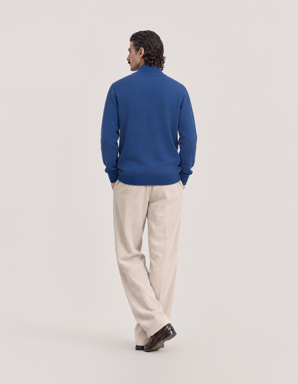 House of Savoj Emblem Merino Full-Zip Cardigan - Ocean Blue