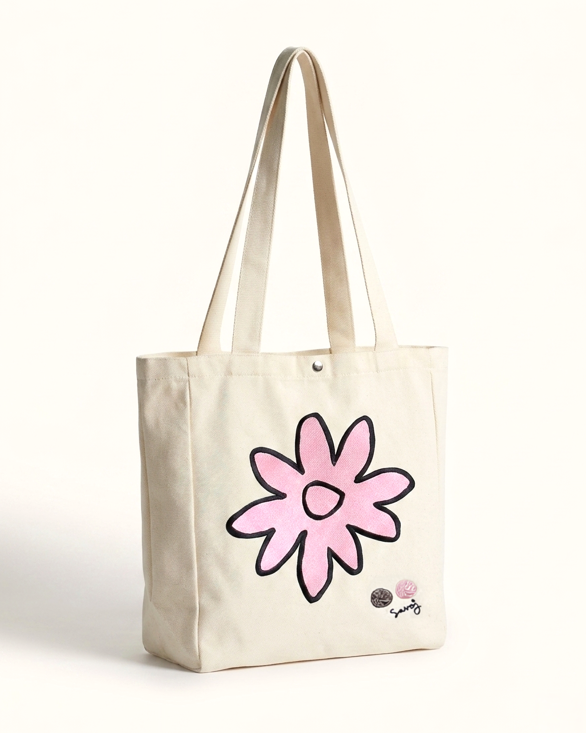 HOUSE OF SAVOJ BLOOMING FRIEND TOTE BAG - NATURAL CANVAS