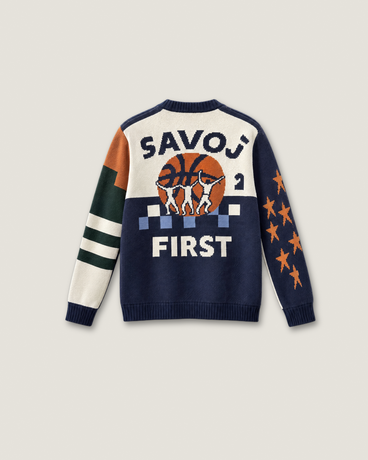 ”SAVOJ FIRST” Intarsia Cardigan - Warm Tones