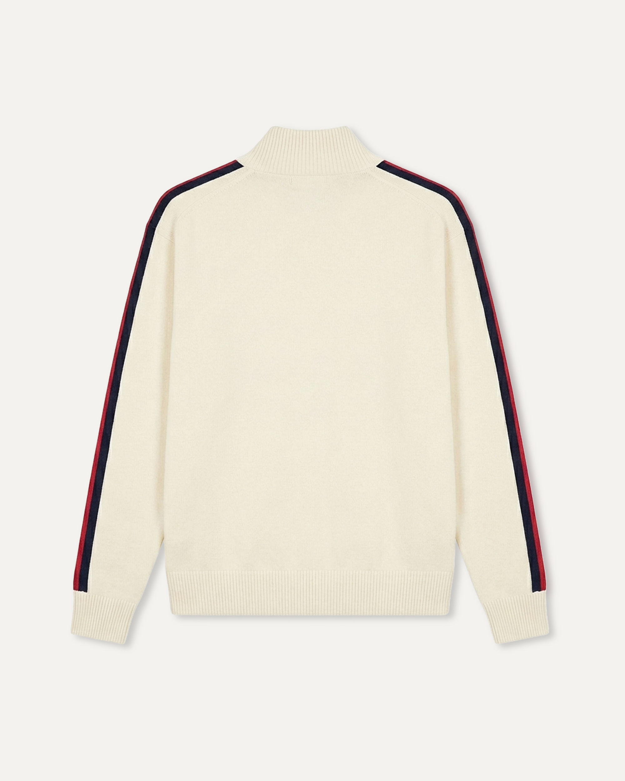 House of Savoj Striped Half-Zip Knit Sweater - Ivory White