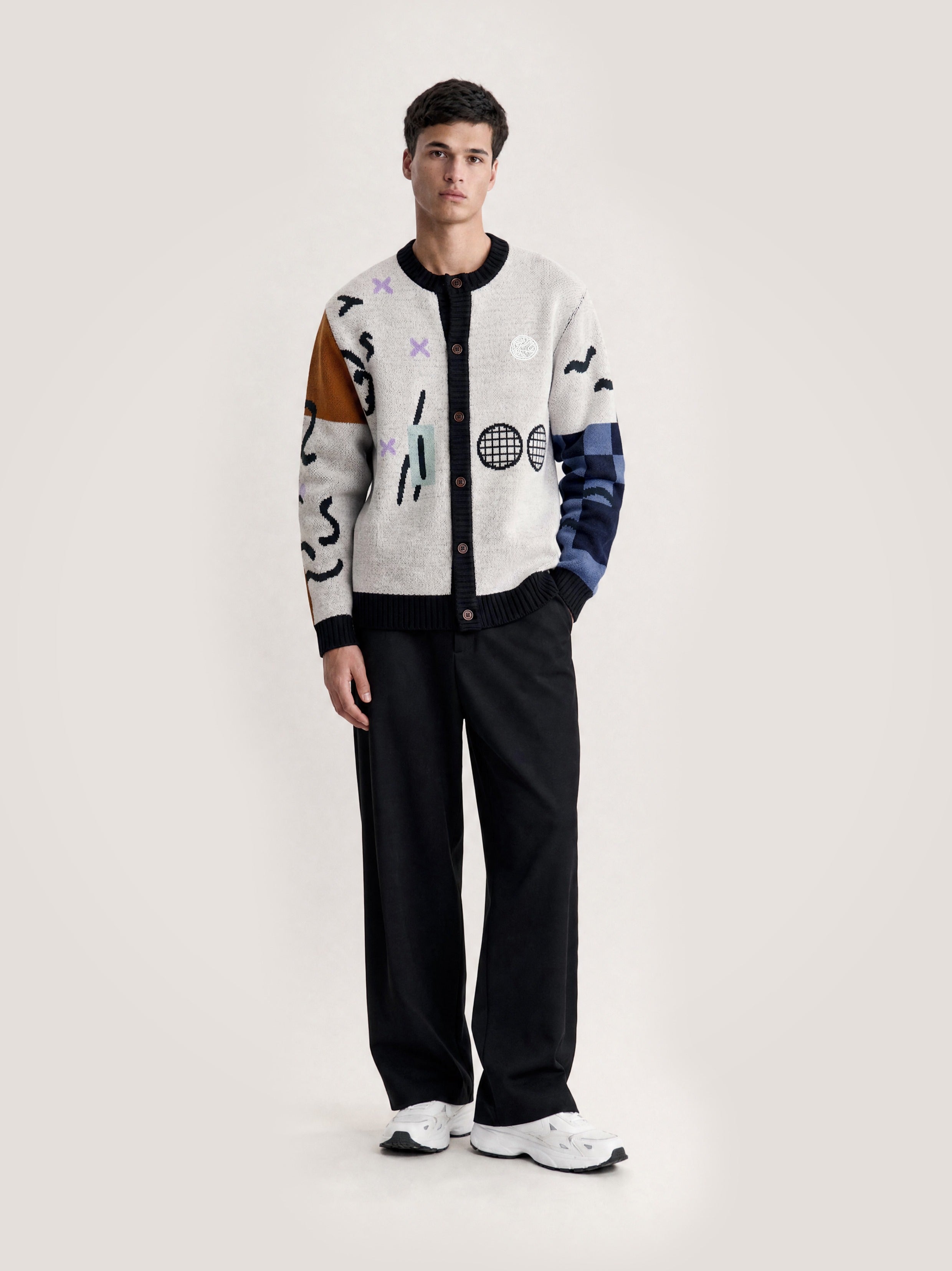 House of Savoj ”SAVOJ FIRST” Intarsia Cardigan - Multi Colour