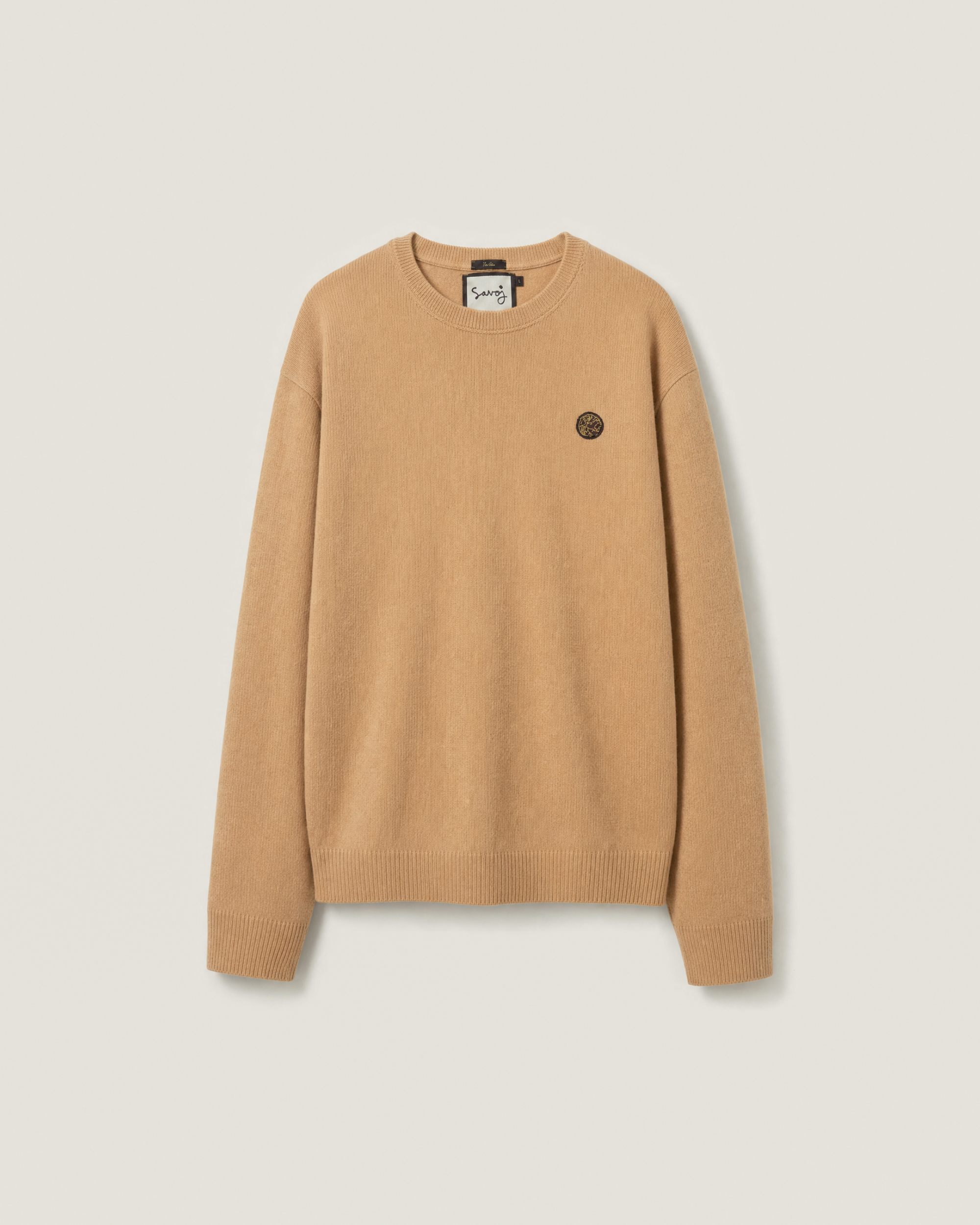 House of Savoj Emblem Patch Virgin Wool Jumper - Camel Beige