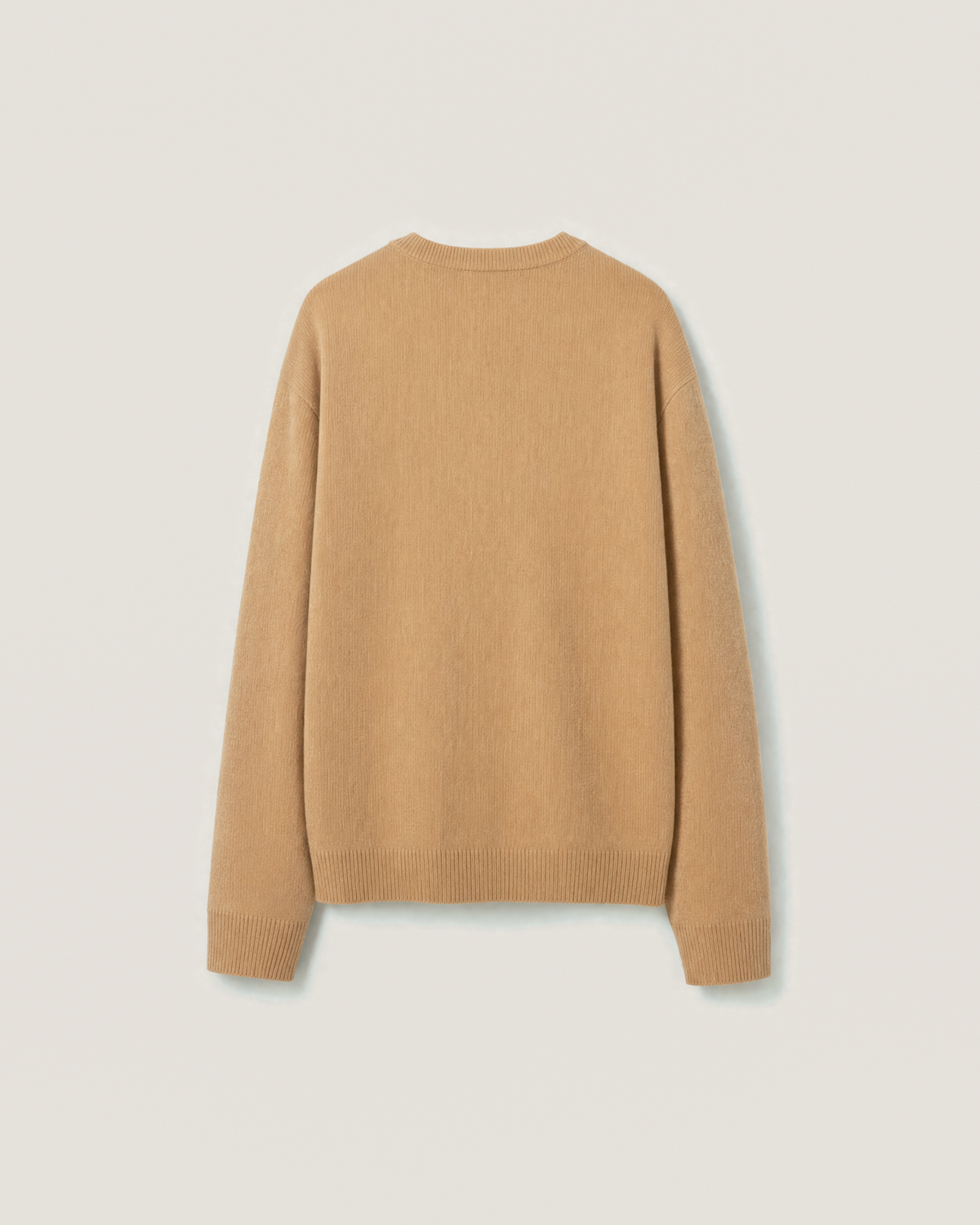 House of Savoj Emblem Patch Virgin Wool Sweater – Unisex, Camel Beige