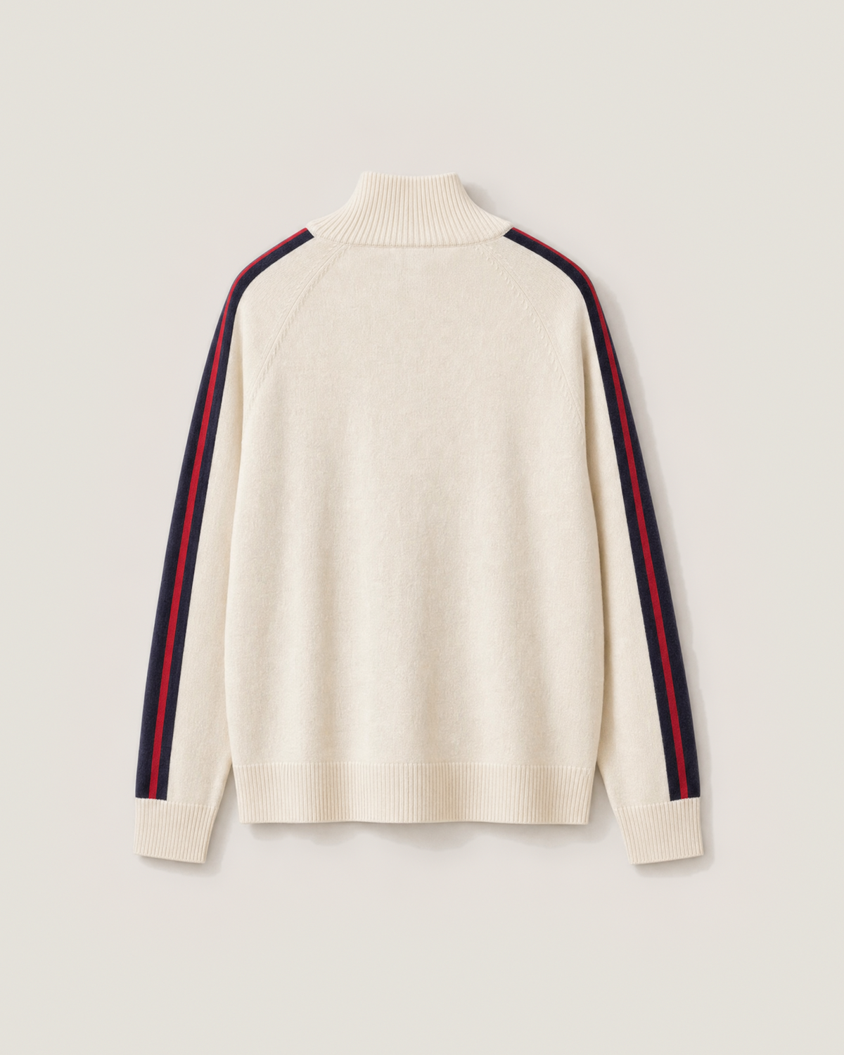 House of Savoj Striped Half-Zip Knit Sweater - Ivory White