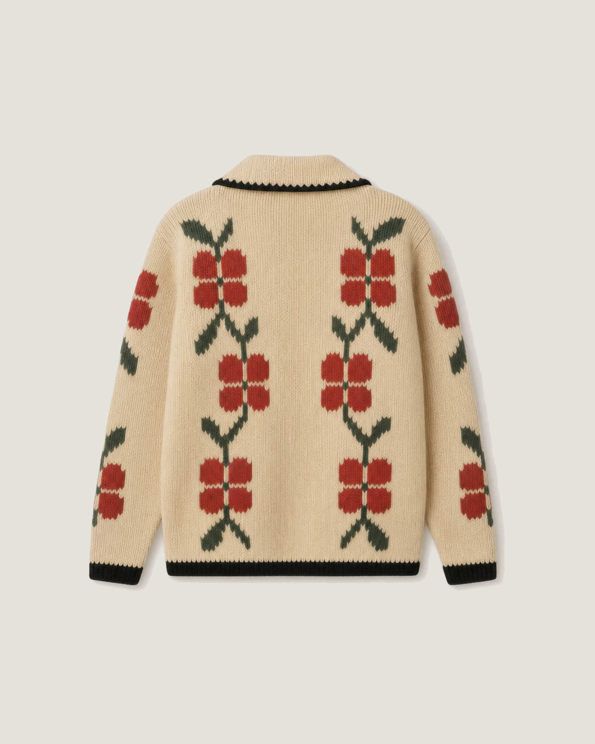House of Savoj Knitted Lama-Wool Garden Intarsia Cardigan - Multi Colour