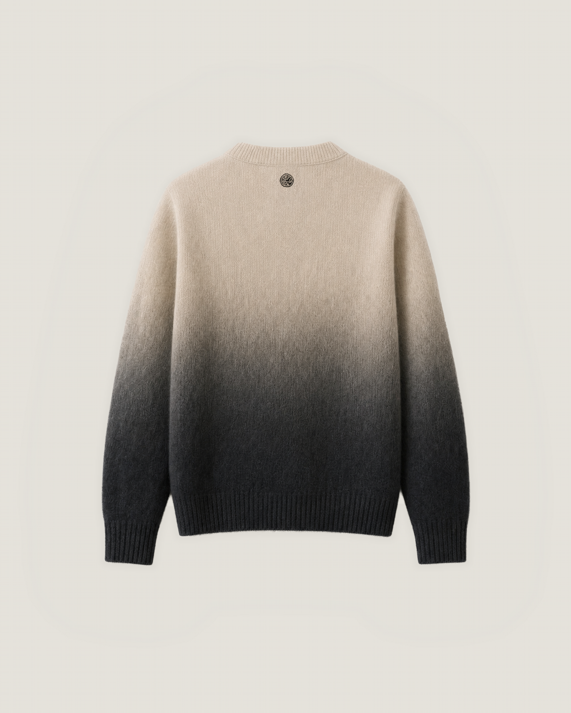 HOUSE OF SAVOJ LAMBSWOOL CARDIGAN DÉGRADÉ - BEIGE/NOIR