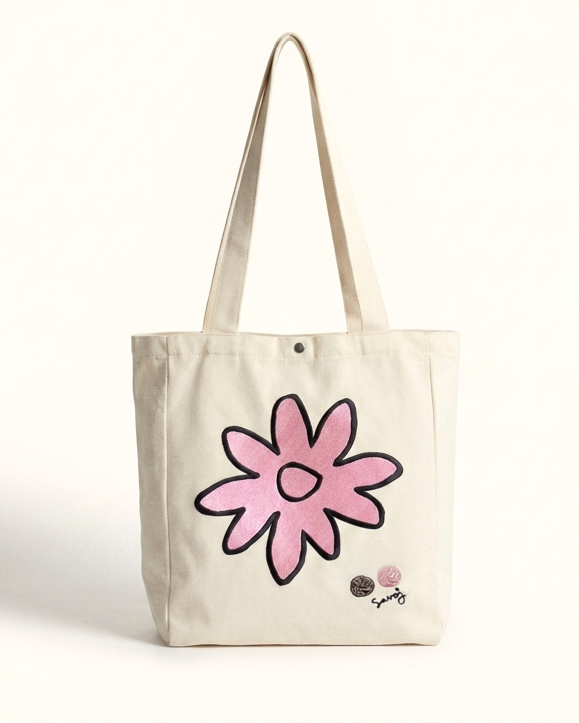 HOUSE OF SAVOJ BLOOMING FRIEND TOTE BAG - NATURAL CANVAS