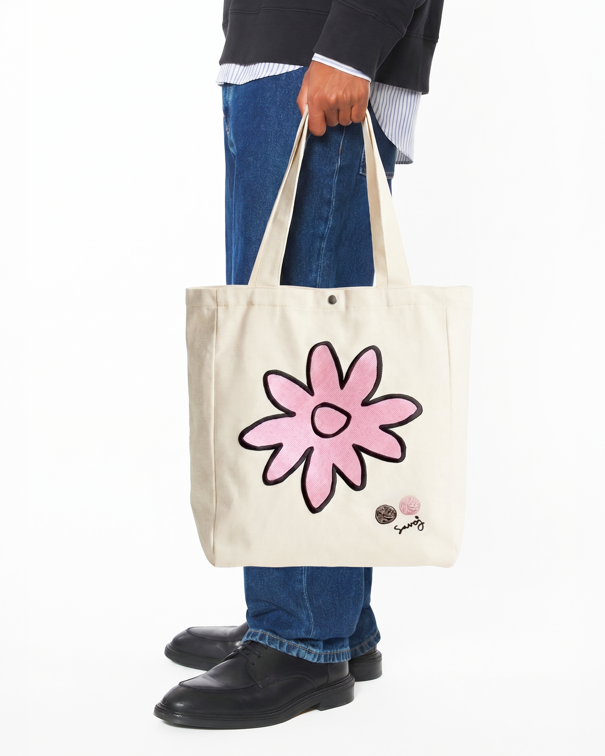 HOUSE OF SAVOJ BLOOMING FRIEND TOTE BAG - NATURAL CANVAS
