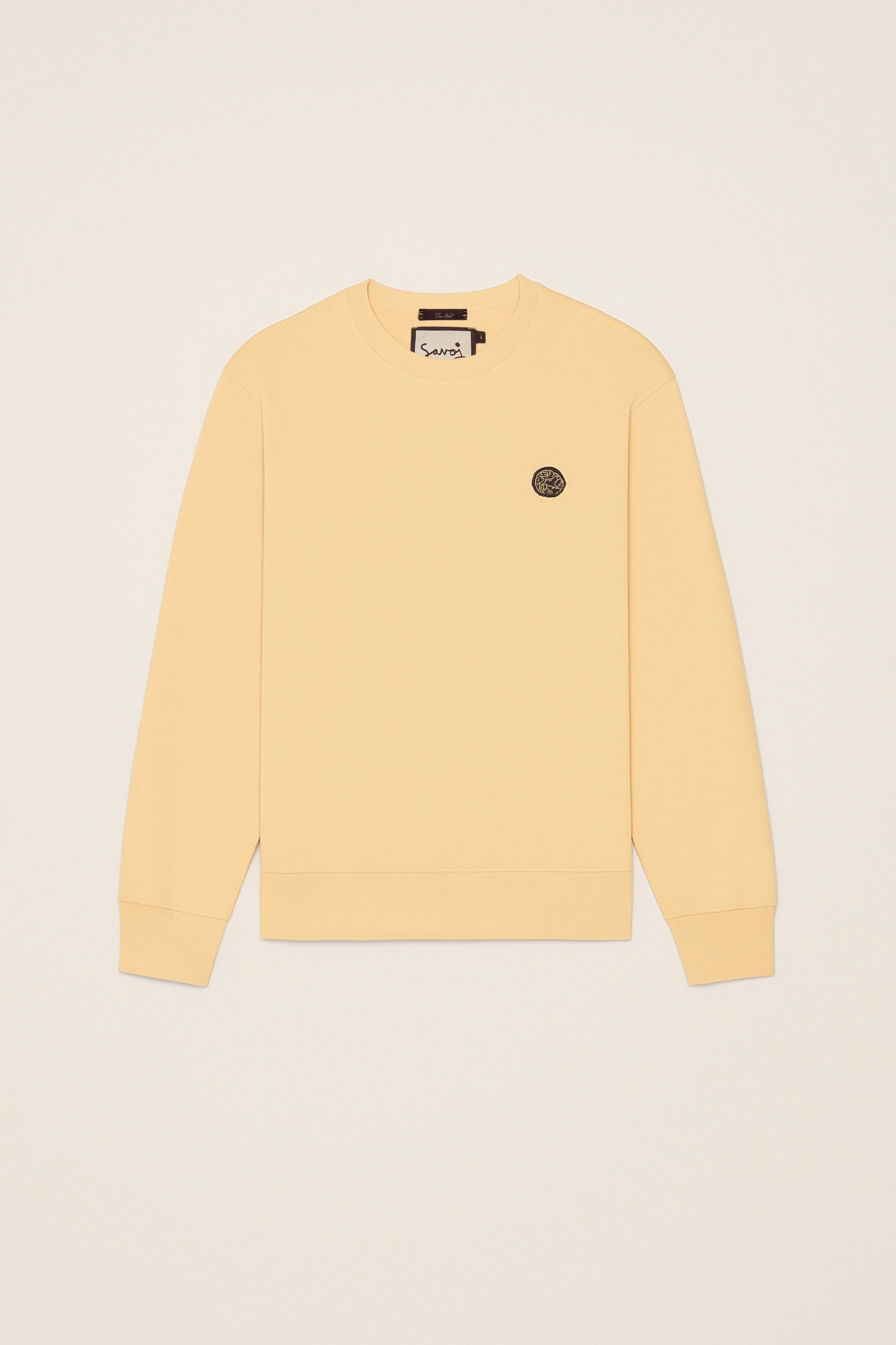 Savoj Unisex Emblem Comfort Sweatshirt – Front View in Soft Apricot