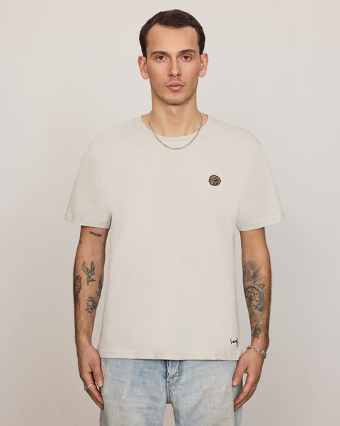 House of Savoj emblem & signature embroidery tee - oatmilk white