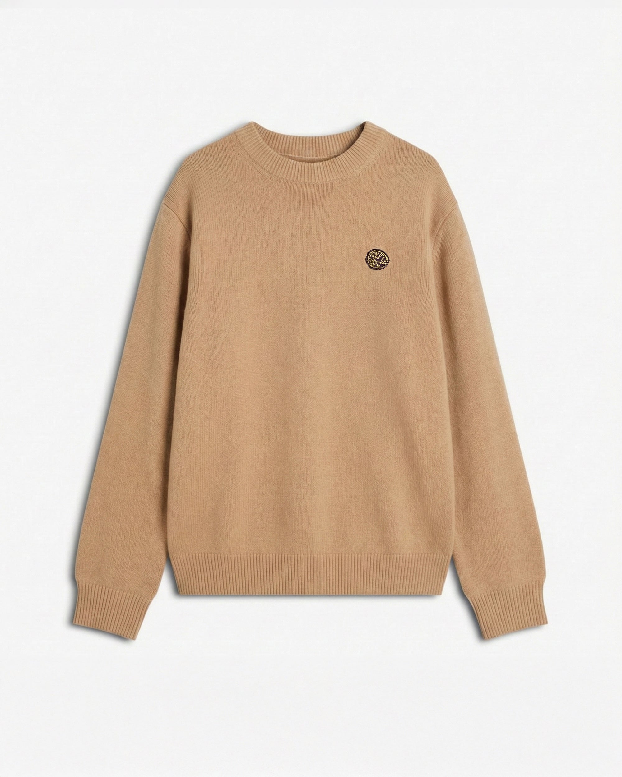 House of Savoj Emblem Patch Wool Jumper - Camel Beige